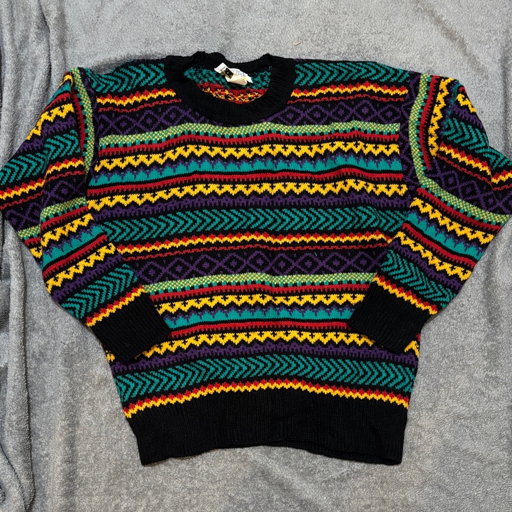 Sakura sport vintage Colorful Patterned Sweater